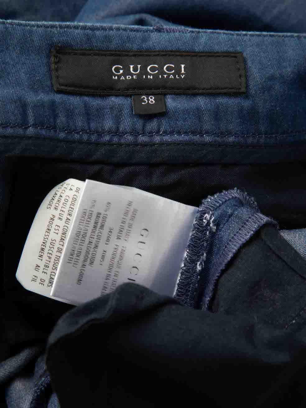 Women's Gucci Blue Lightweight Denim Flared Trousers Size XS For Sale