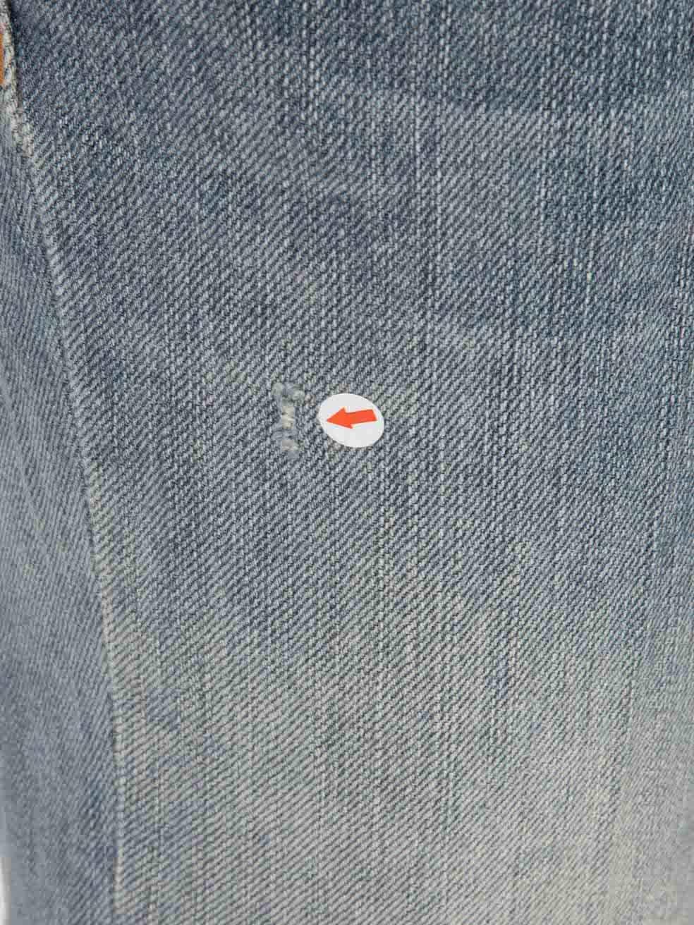 Gucci Blau Logo Charm Stein gewaschene gerade Jeans Größe M im Angebot 1