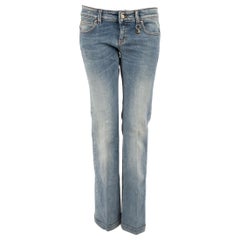 Gucci Blue Logo Charm Stone Washed Straight Jeans Size M