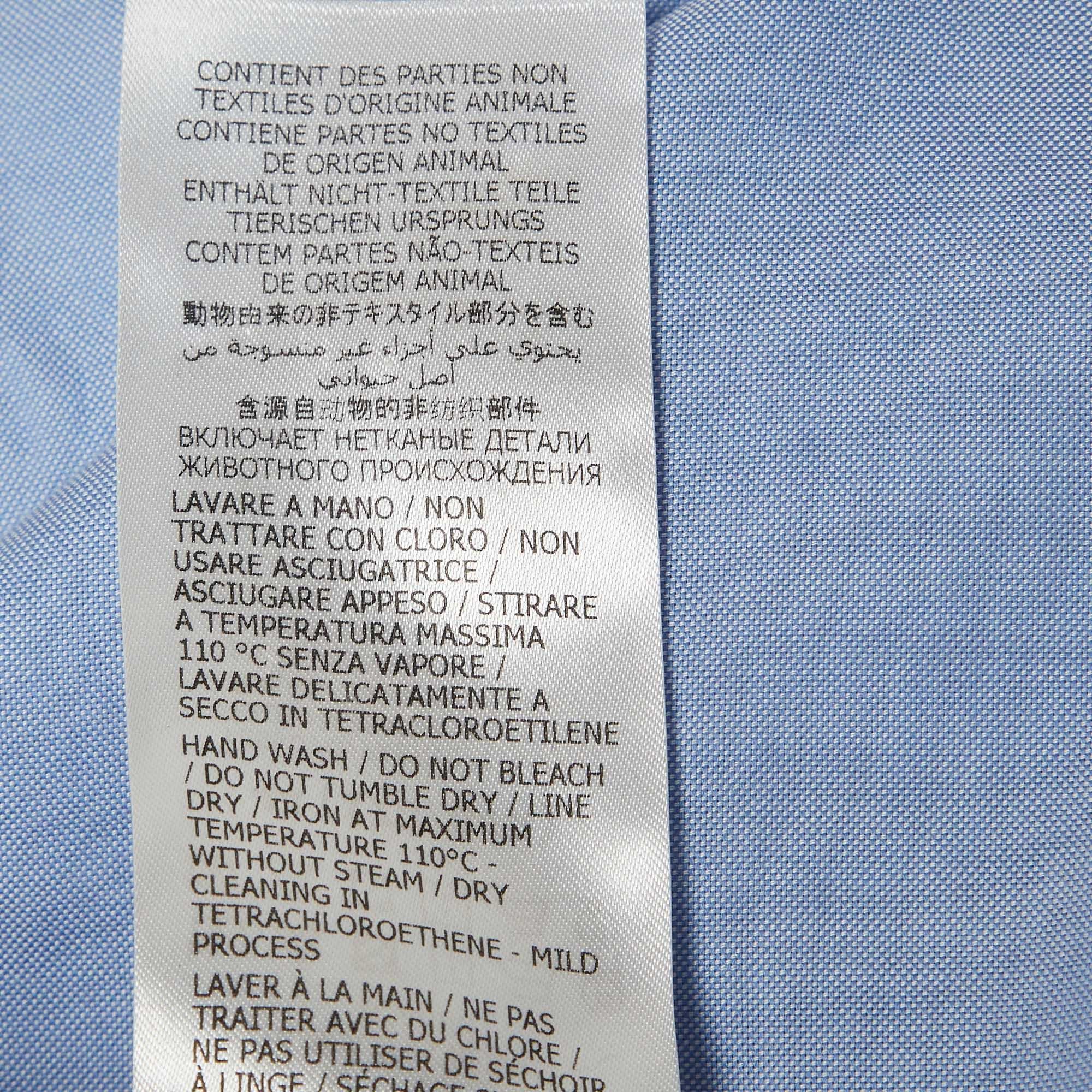 Gucci Azul Logotipo Bordado Algodón Calce Holgado Camisa Bolera XS 3