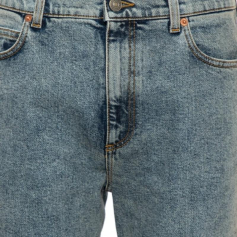 Gucci Blue Logo Printed Denim Muddy Effect Skinny Jeans M For Sale 5