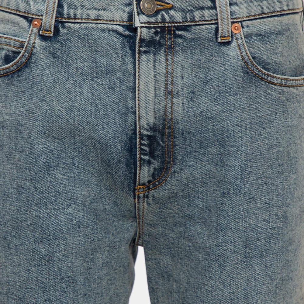 Women's Gucci Blue Logo Printed Denim Muddy Effect Skinny Jeans M