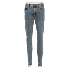 Gucci Blue Logo Printed Denim Muddy Effect Skinny Jeans M