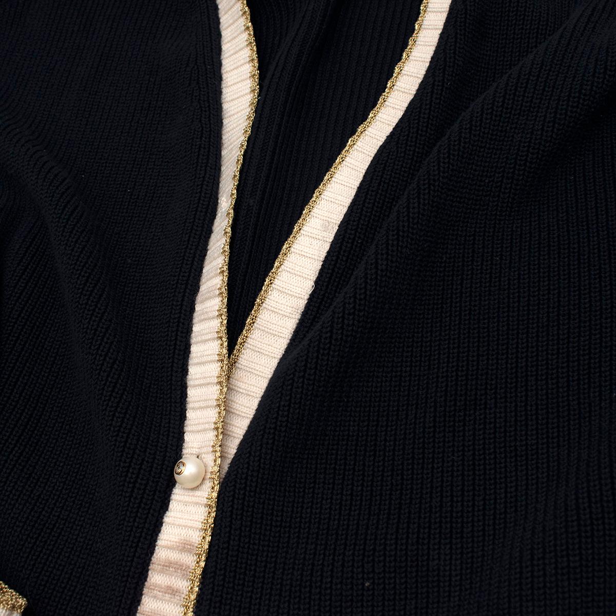 Gucci Blue Lurex Detail Contrast Trim Knit Cardigan - Size M In Good Condition In London, GB
