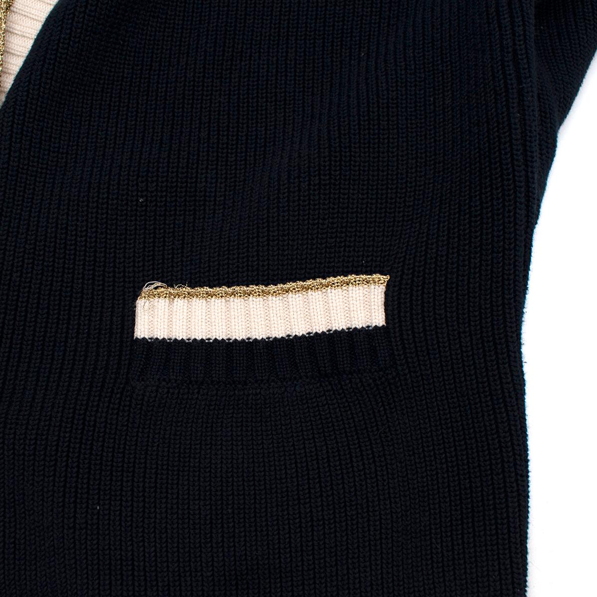 Women's Gucci Blue Lurex Detail Contrast Trim Knit Cardigan - Size M
