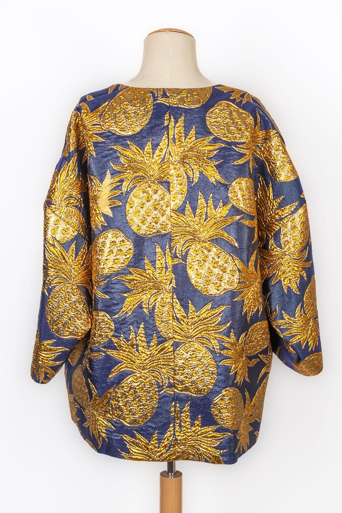 Marrone Kimono con giacca in lurex blu di Gucci, 2020 in vendita