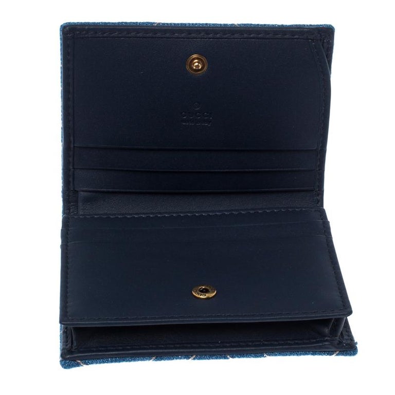 Gucci Blue Marmont GG Denim Limited Edition Pearl Flap Wallet For Sale ...