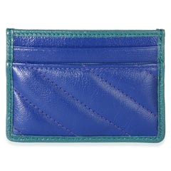 Gucci Blue Matelasse Calfskin Torchon Marmont Card Case