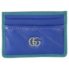 Gucci Blue Matelasse Calfskin Torchon Marmont Card Case