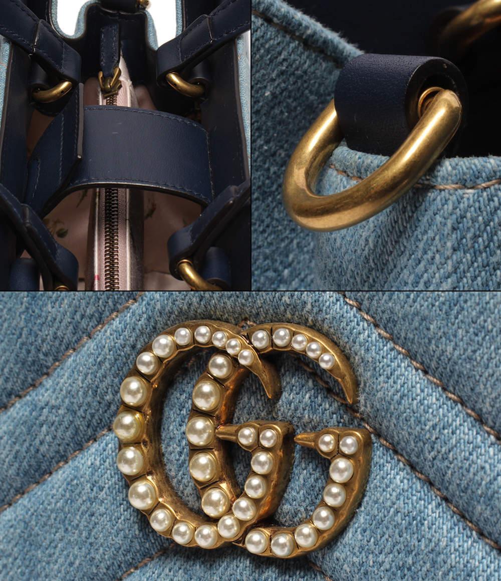 Gucci Blue Matelassé Denim and Leather Small GG Marmont Tote 12