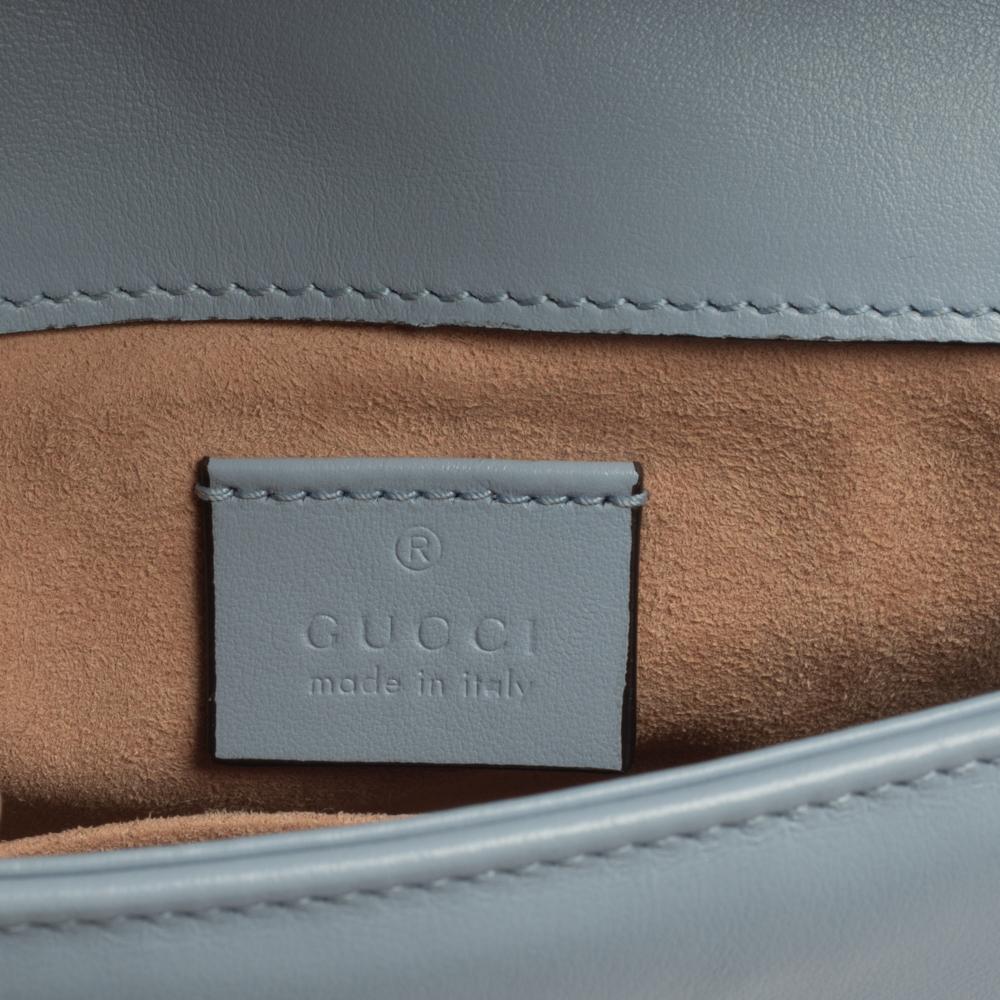 Gucci Blue Matelasse Leather Mini GG Marmont Top Handle Bag 2