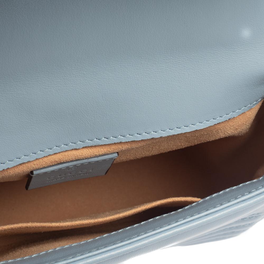 Gucci Blue Matelasse Leather Mini GG Marmont Top Handle Bag 3