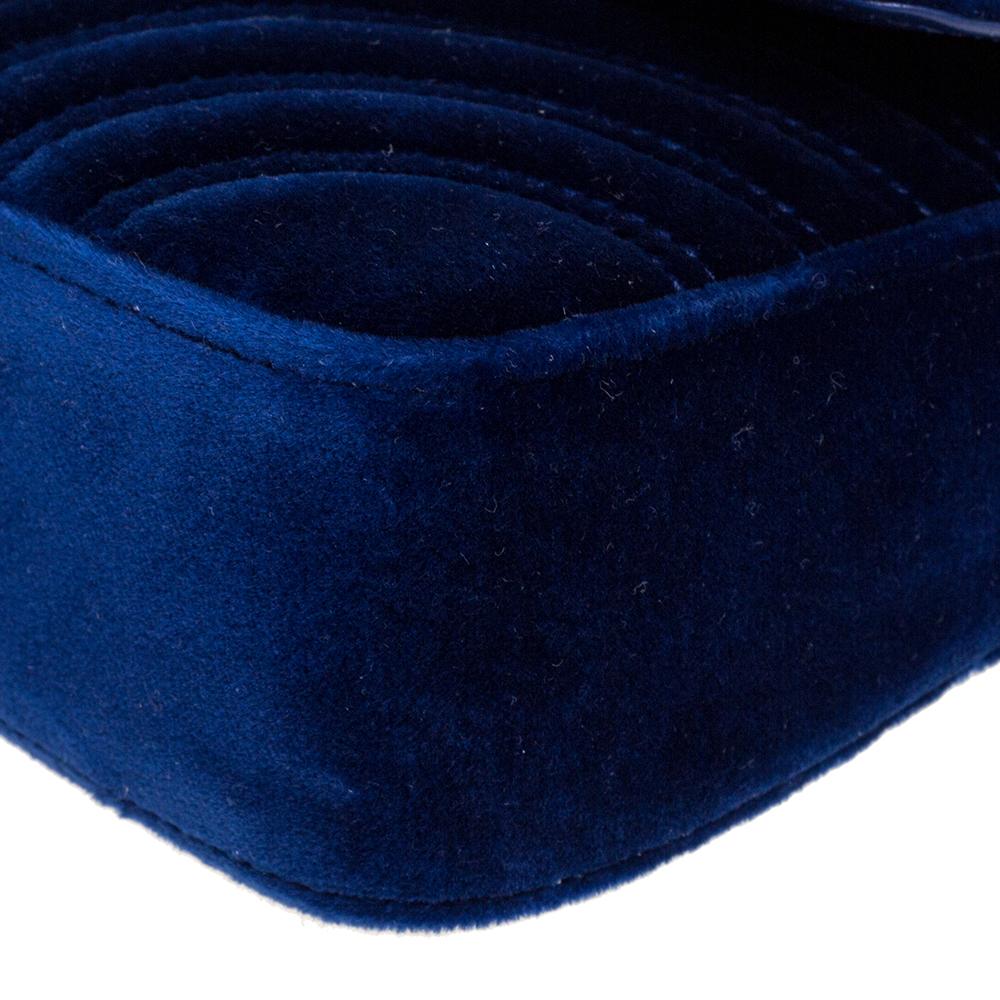 Gucci Blue Matelasse Velvet Mini GG Marmont Shoulder Bag 3