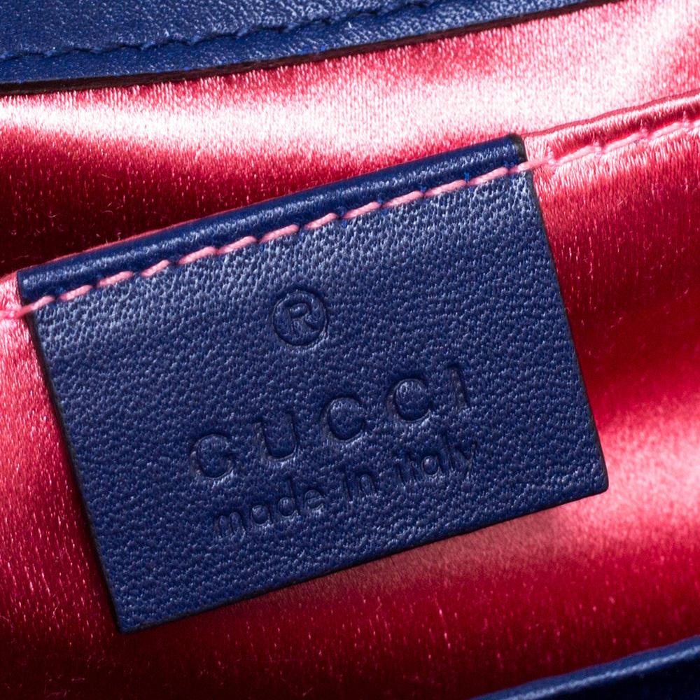 Gucci Blue Matelasse Velvet Mini GG Marmont Shoulder Bag 5