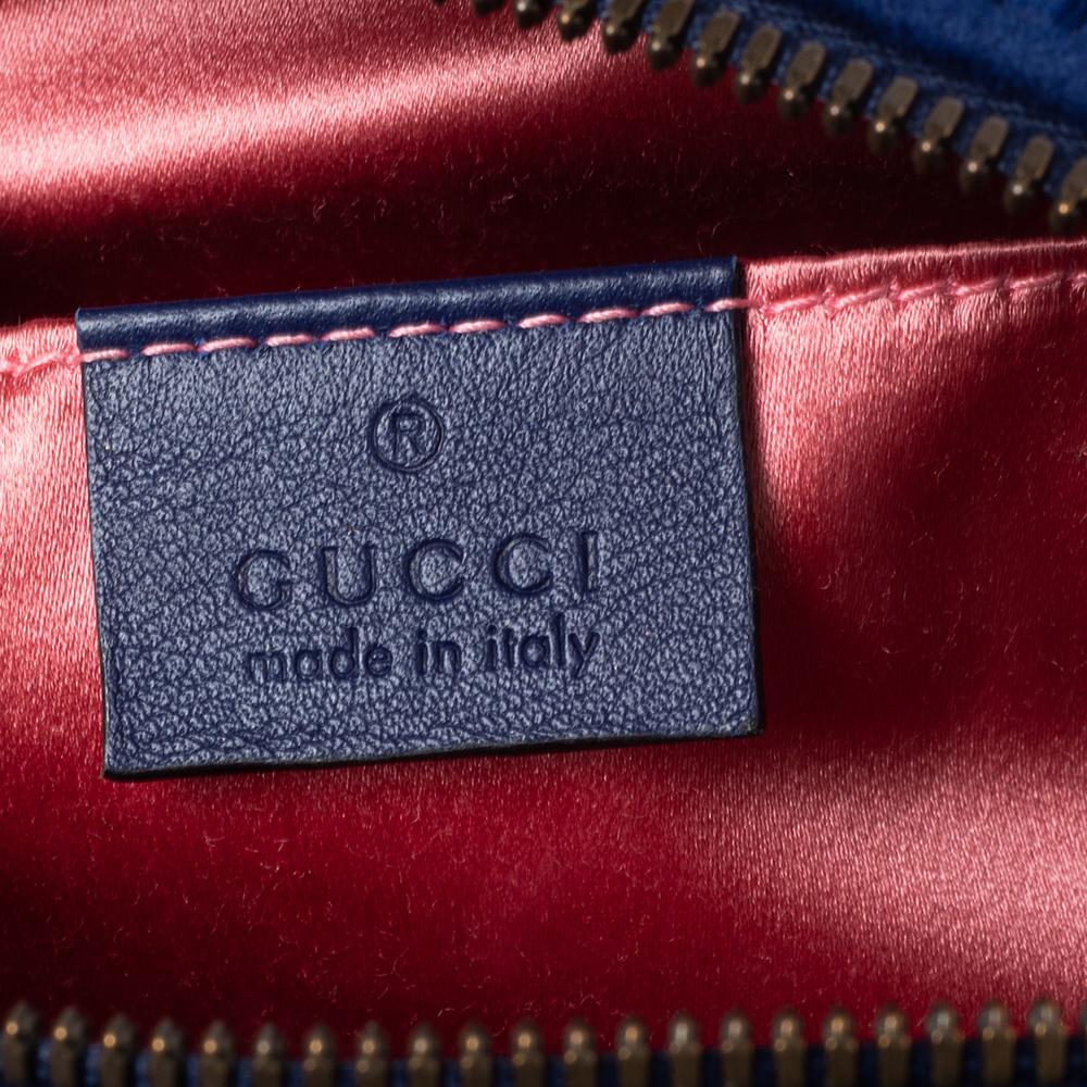 Gucci Blue Matelasse Velvet Small GG Marmont Shoulder Bag 2