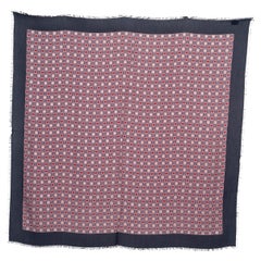 GUCCI blue & mauve silk blend 2020 GG HEARTS & STARS 140 Shawl Scarf