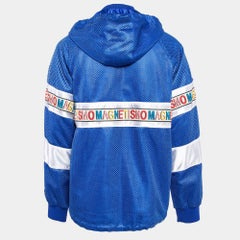 Gucci Blue Mesh Magnetismo Tape Detail Hooded Jacket XL