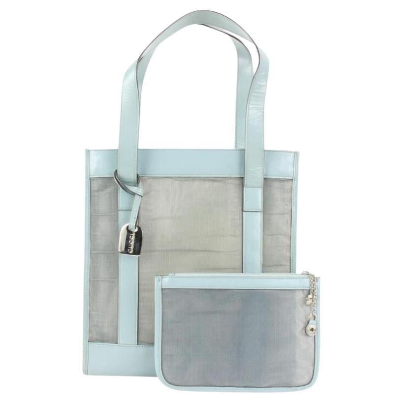 Gucci Blue Mesh Tote Bag with Pouch 915gk65 For Sale