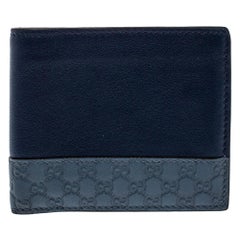 Gucci Blue Micro Guccissima Leather Bi-Fold Wallet