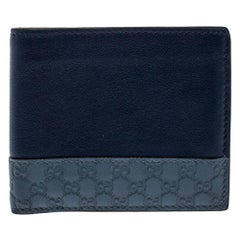 Gucci Blue Micro Guccissima Leather Bi-Fold Wallet