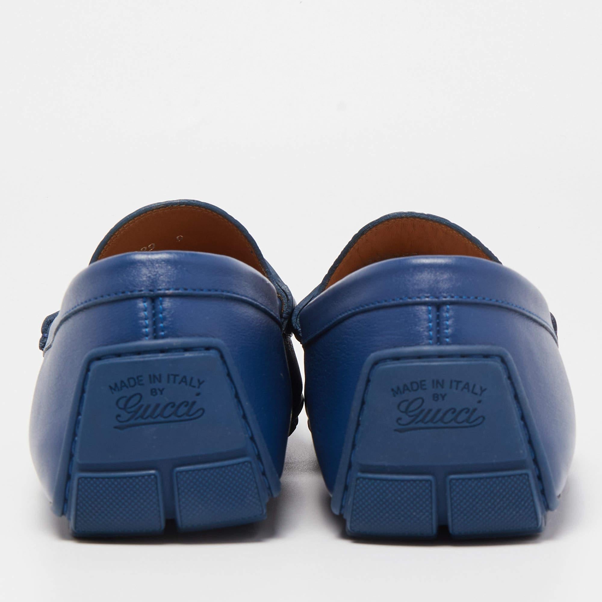 Men's Gucci Blue Micro Guccissima Leather Slip On Loafers