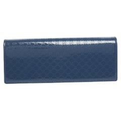 Gucci Blue Micro Guccissima Patent Leather Broadway Clutch