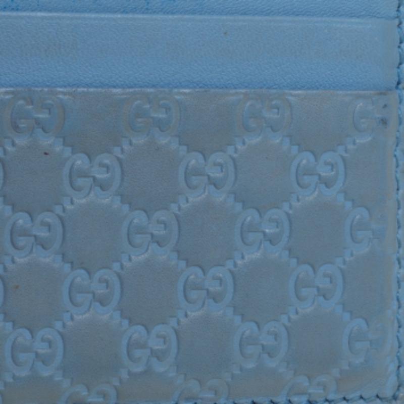 Women's Gucci Blue Microguccissima Leather Card Holder For Sale