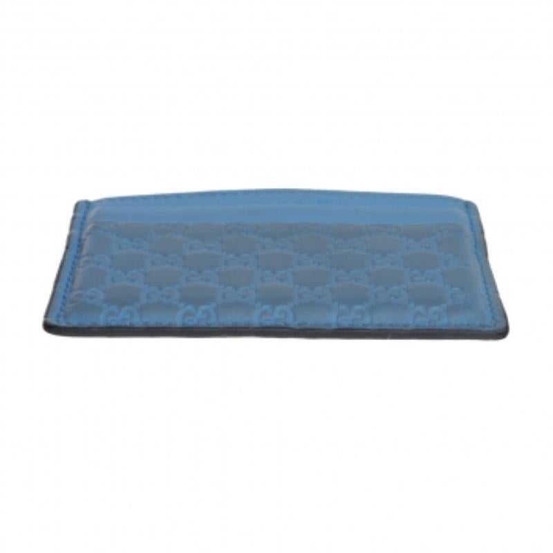 Gucci Blue Microguccissima Leather Card Holder For Sale 2