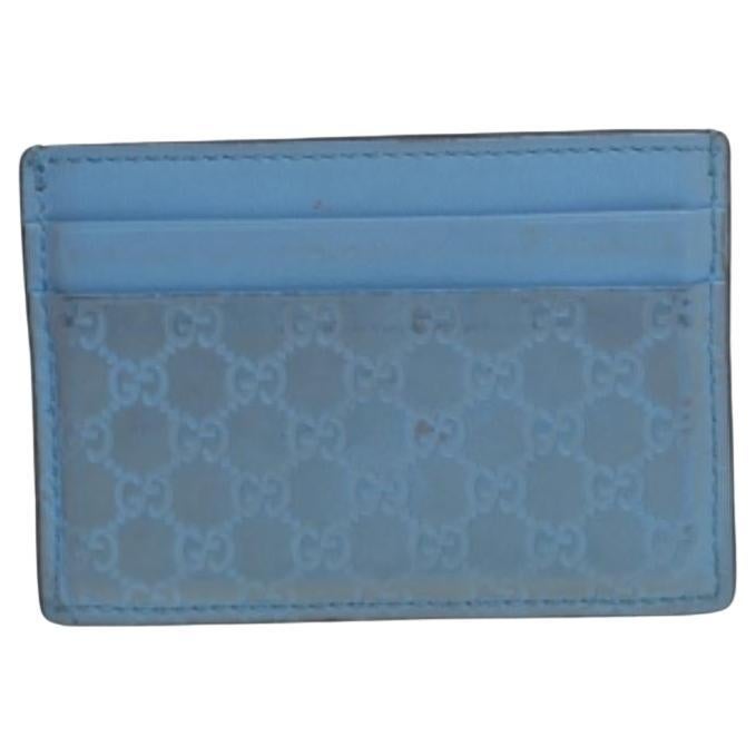 Gucci Blue Microguccissima Leather Card Holder For Sale