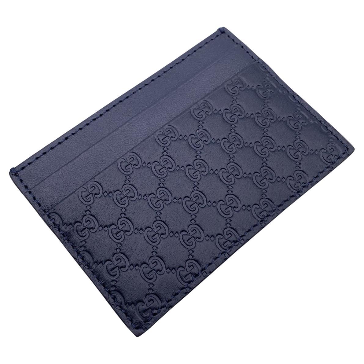 Gucci Blue Microguccissima Leather Credit Card Case Holder Wallet