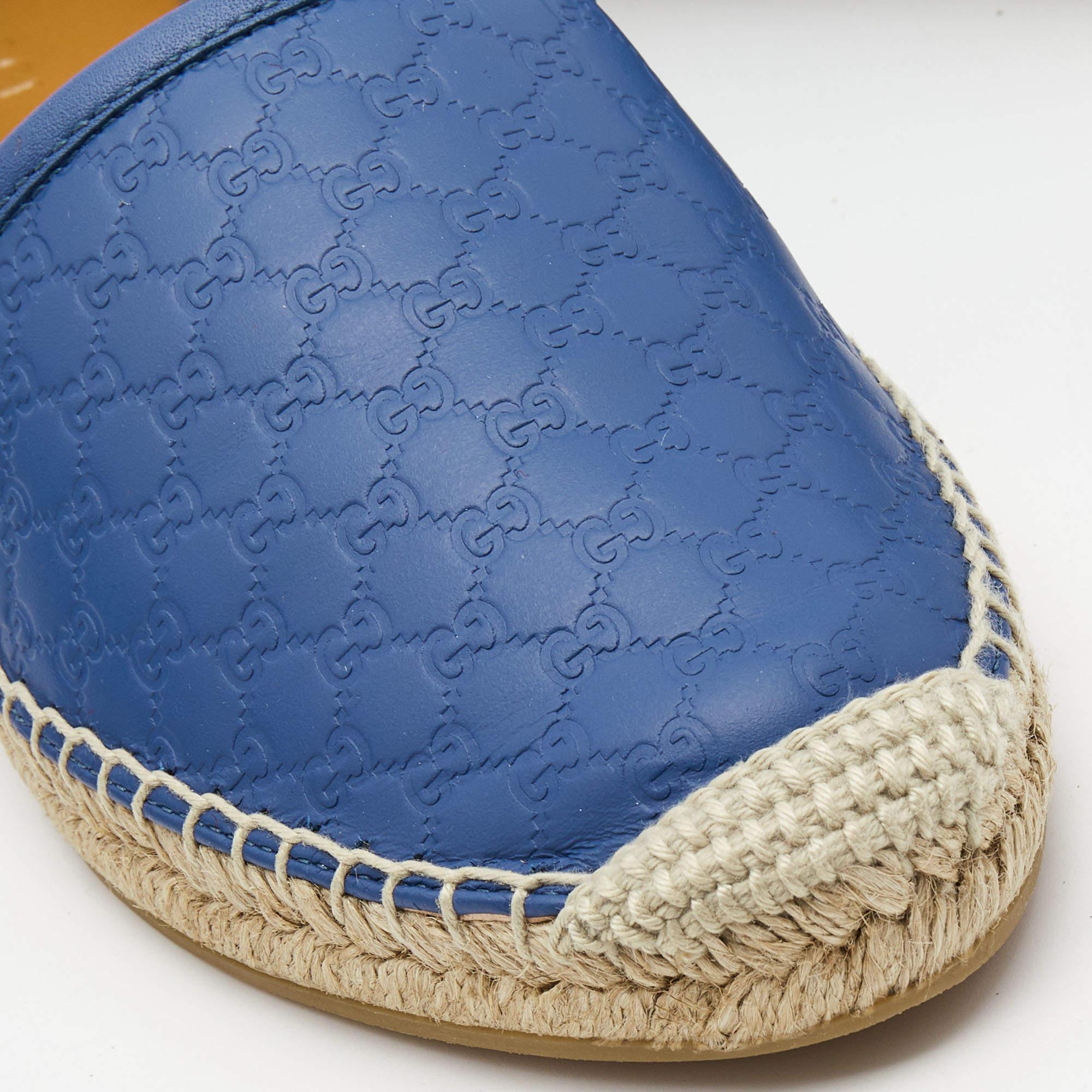 Women's Gucci Blue Microguccissima Leather Espadrilles Size 37