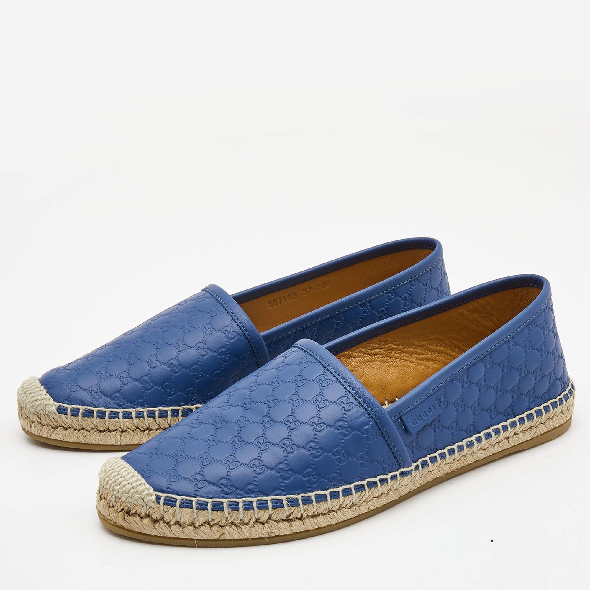 Gucci Blue Microguccissima Leather Espadrilles Size 37 2