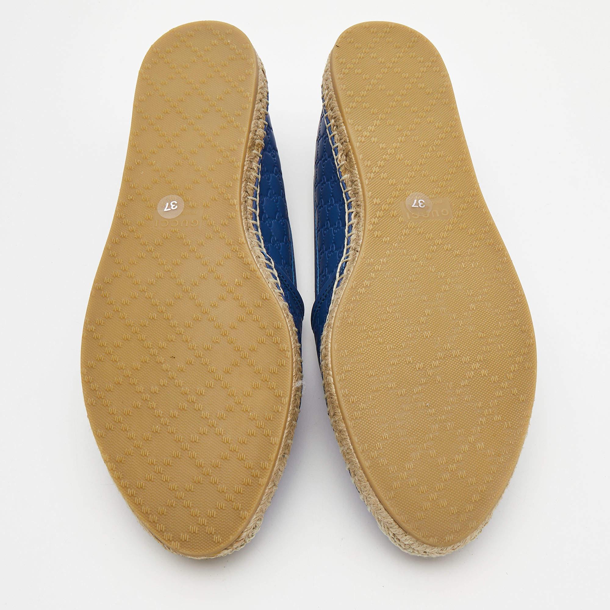 Gucci Blue Microguccissima Leather Espadrilles Size 37 3