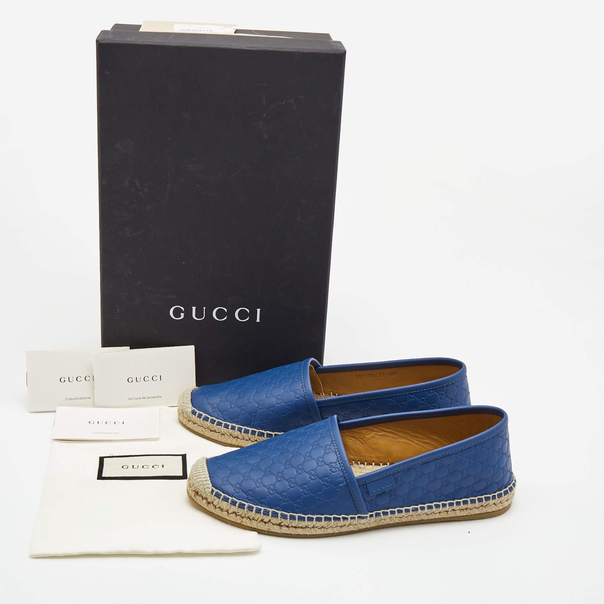 Gucci Blue Microguccissima Leather Espadrilles Size 37 4