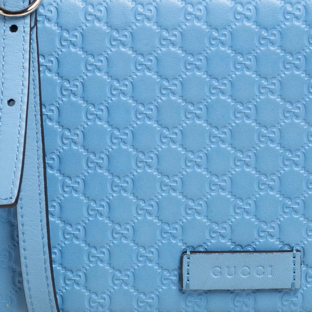 Gucci Blue Microguccissima Leather Flap Crossbody Bag 6