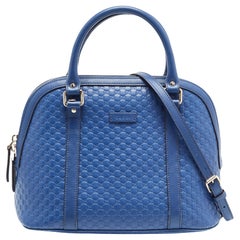 Gucci Bleu Microguccissima Leather Medium Dome Bag
