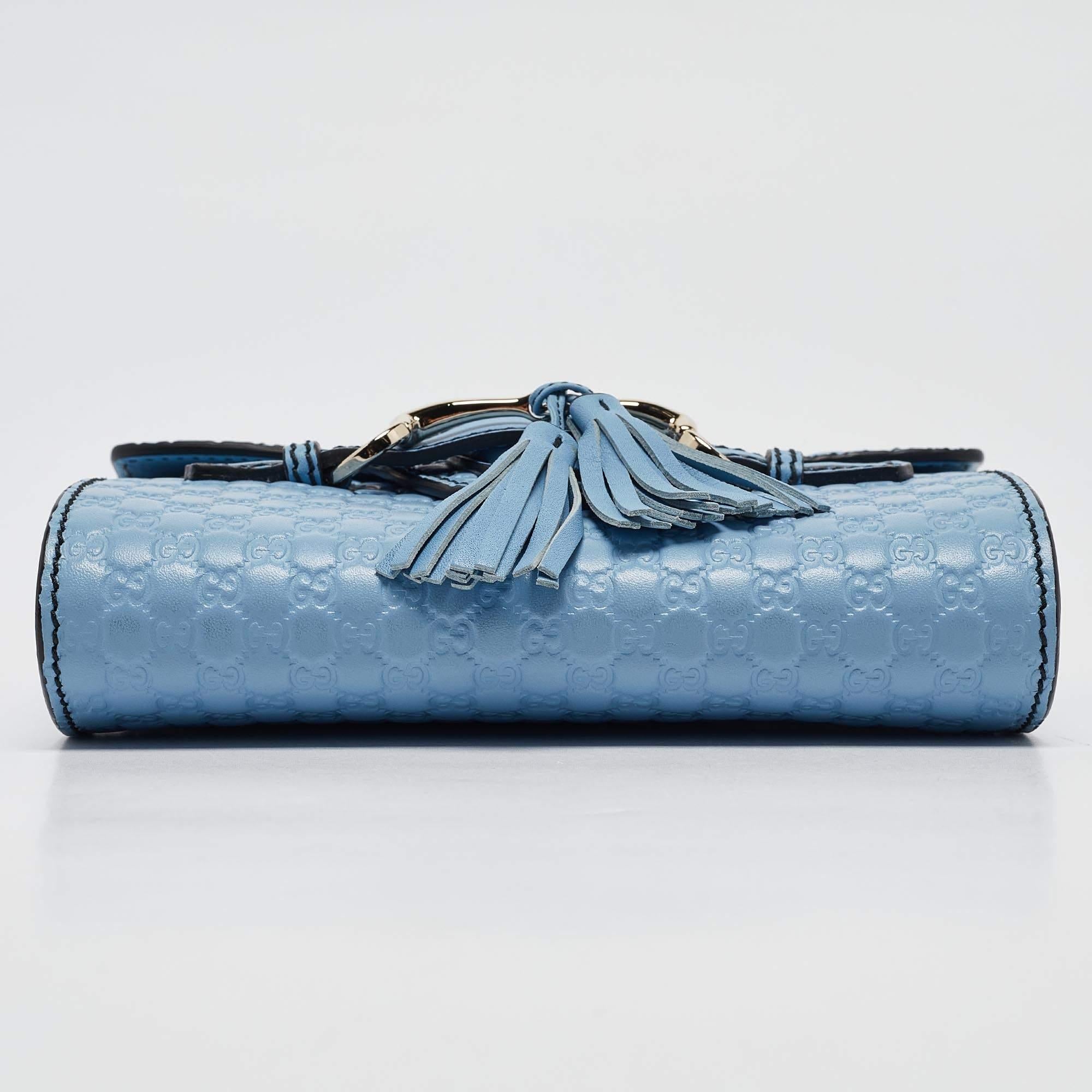Gucci Blue Microguccissima Leather Mini Emily Chain Crossbody Bag 4