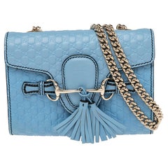 Gucci Blue Microguccissima Leather Mini Emily Chain Crossbody Bag