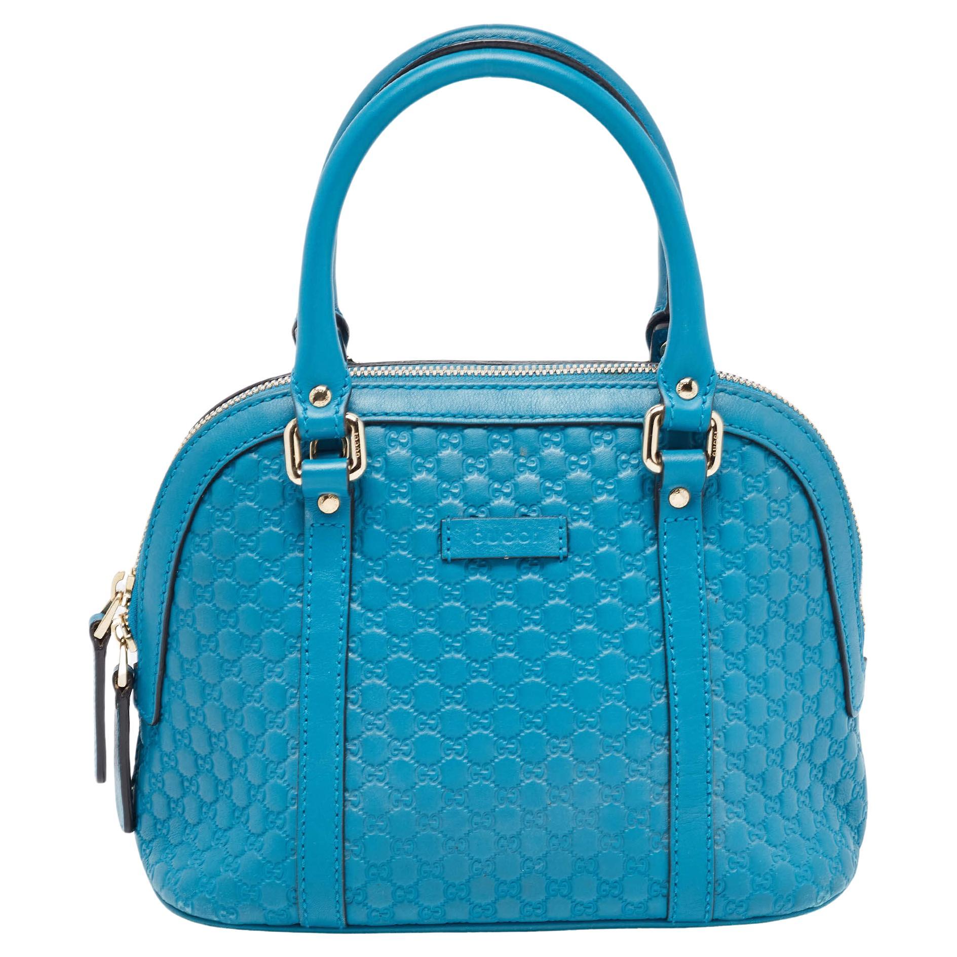 Gucci Blue Microguccissima Leather Mini Nice Dome Bag For Sale