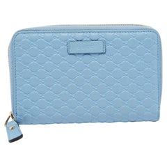 Gucci Blue Microguccissima Leather Zip Around Wallet