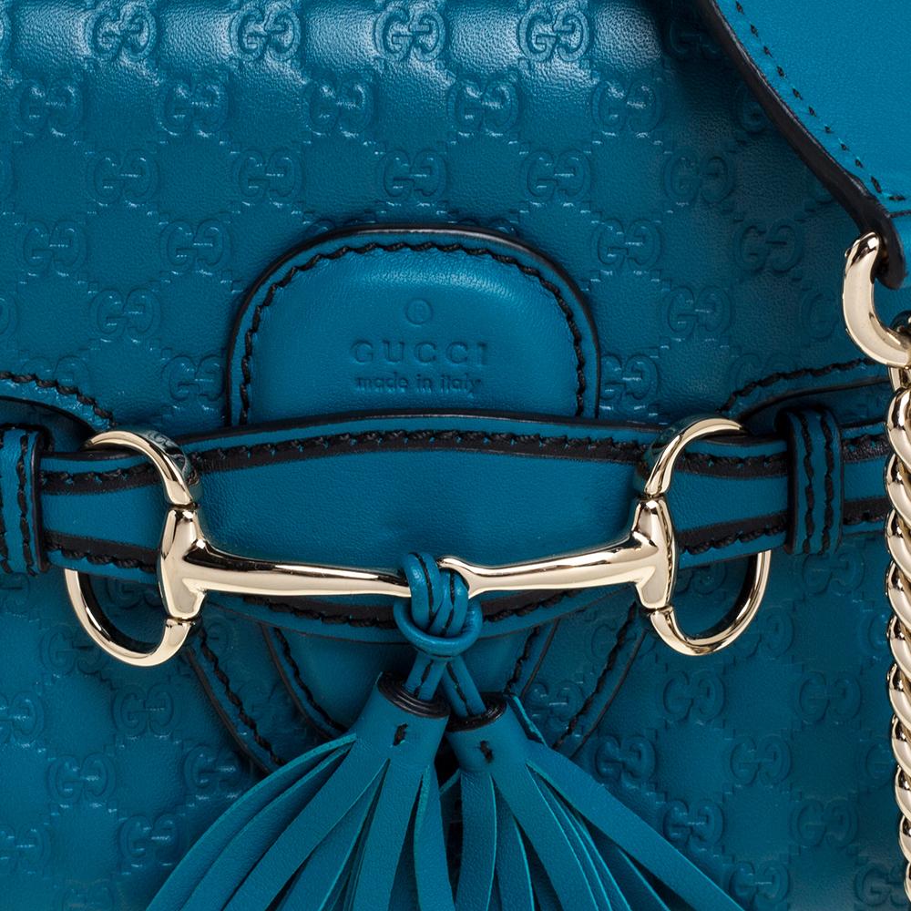 Gucci Blue Mircoguccissima Leather Mini Emily Chain Shoulder Bag 2