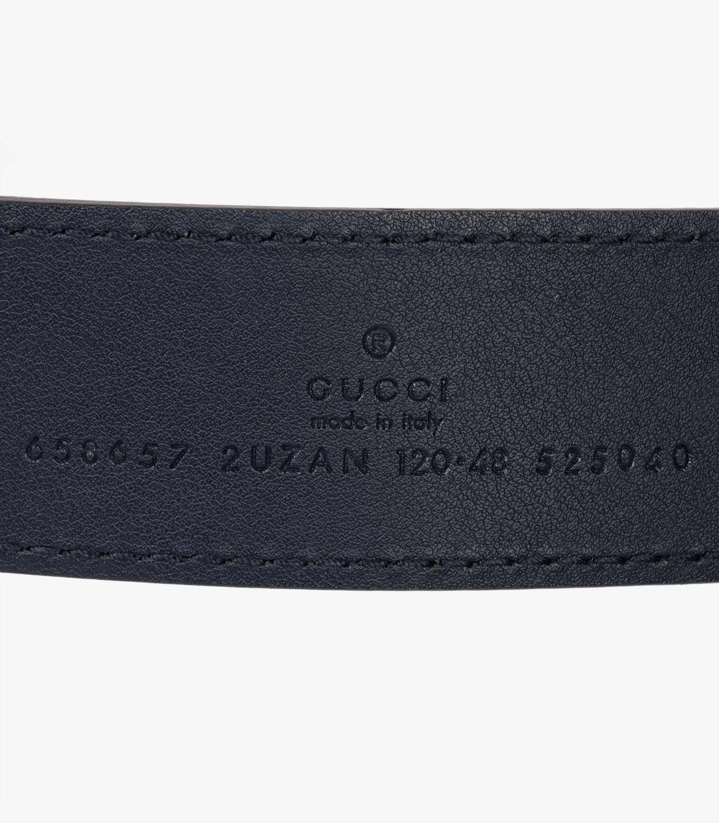 Gucci Blue Monogram Canvas & Navy Calfskin Leather GG Belt Bag For Sale 5