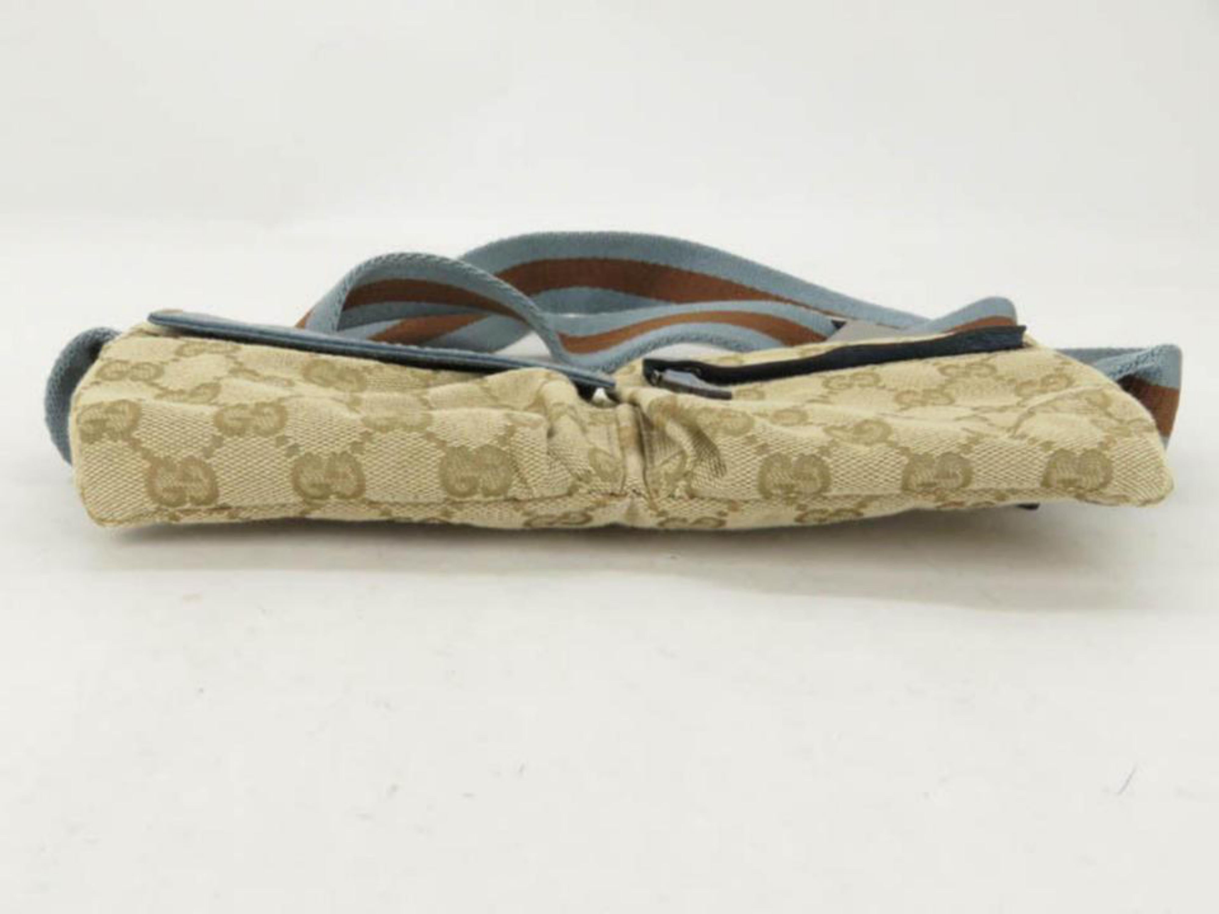 Gucci Blue Monogram Gg Fanny Pack Waist Pouch Belt 869510 Brown Coated Canvas Cr For Sale 5