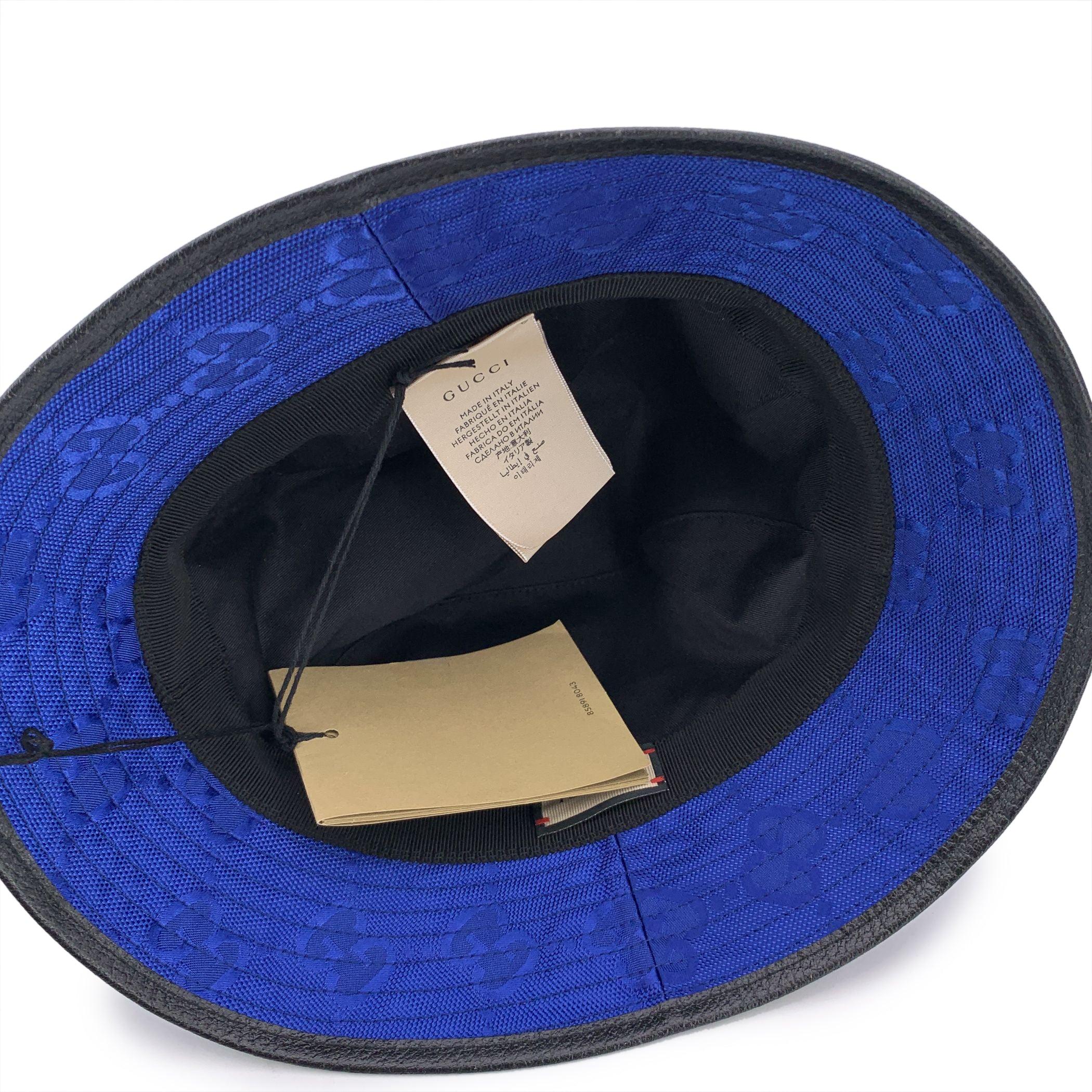 Gucci Blu Monogram Nylon Off The Grid Unisex Bucket Hat Taglia M. I. In condizioni ottime in vendita a Rome, Rome
