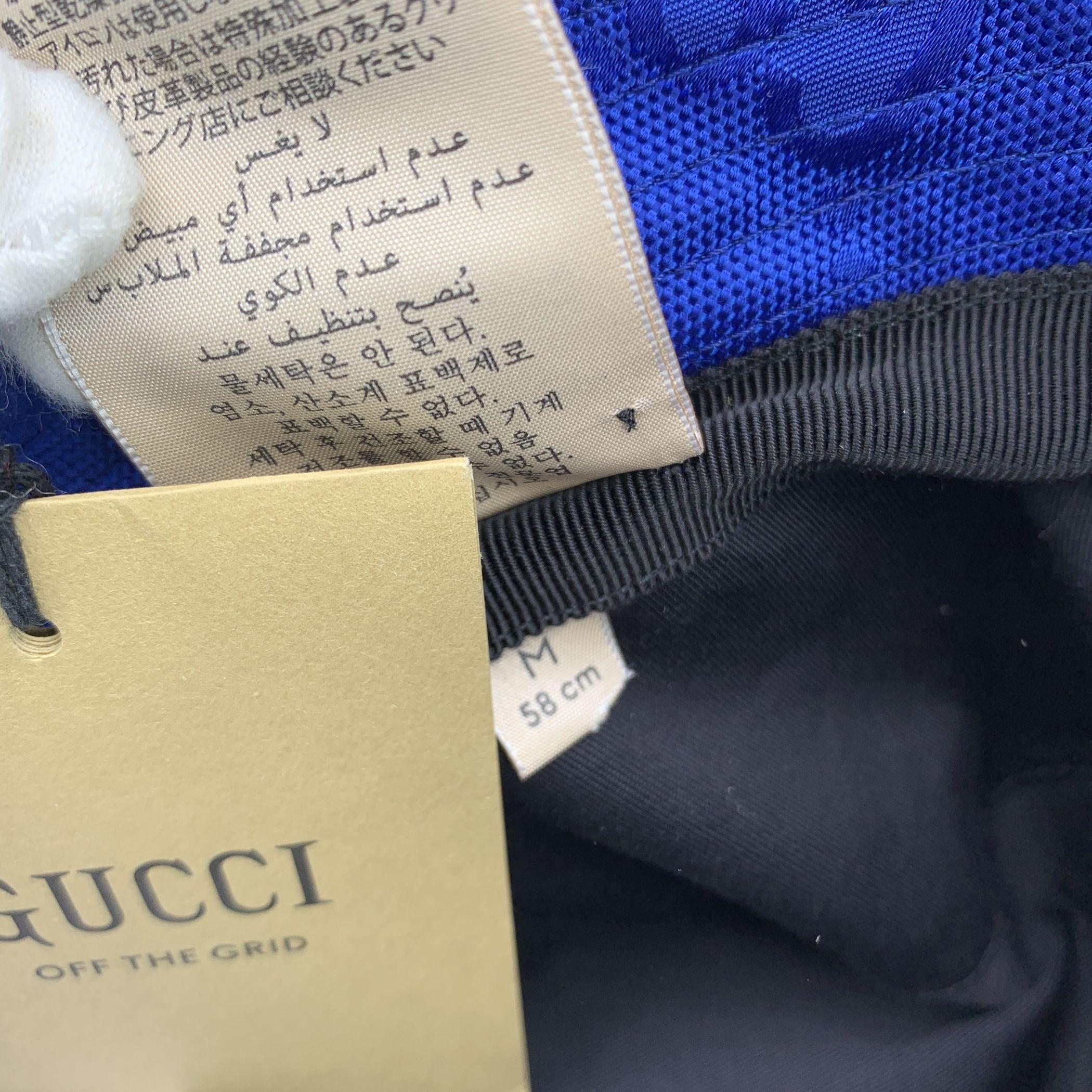 Gucci Blu Monogram Nylon Off The Grid Unisex Bucket Hat Taglia M. I. in vendita 2