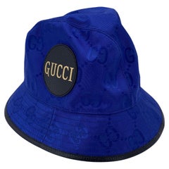 Gucci Blu Monogram Nylon Off The Grid Unisex Bucket Hat Taglia M. I.