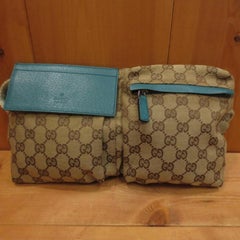 Gucci Blue Monogram Web Fanny Pack Waist Pouch 228294 Cross Body Bag