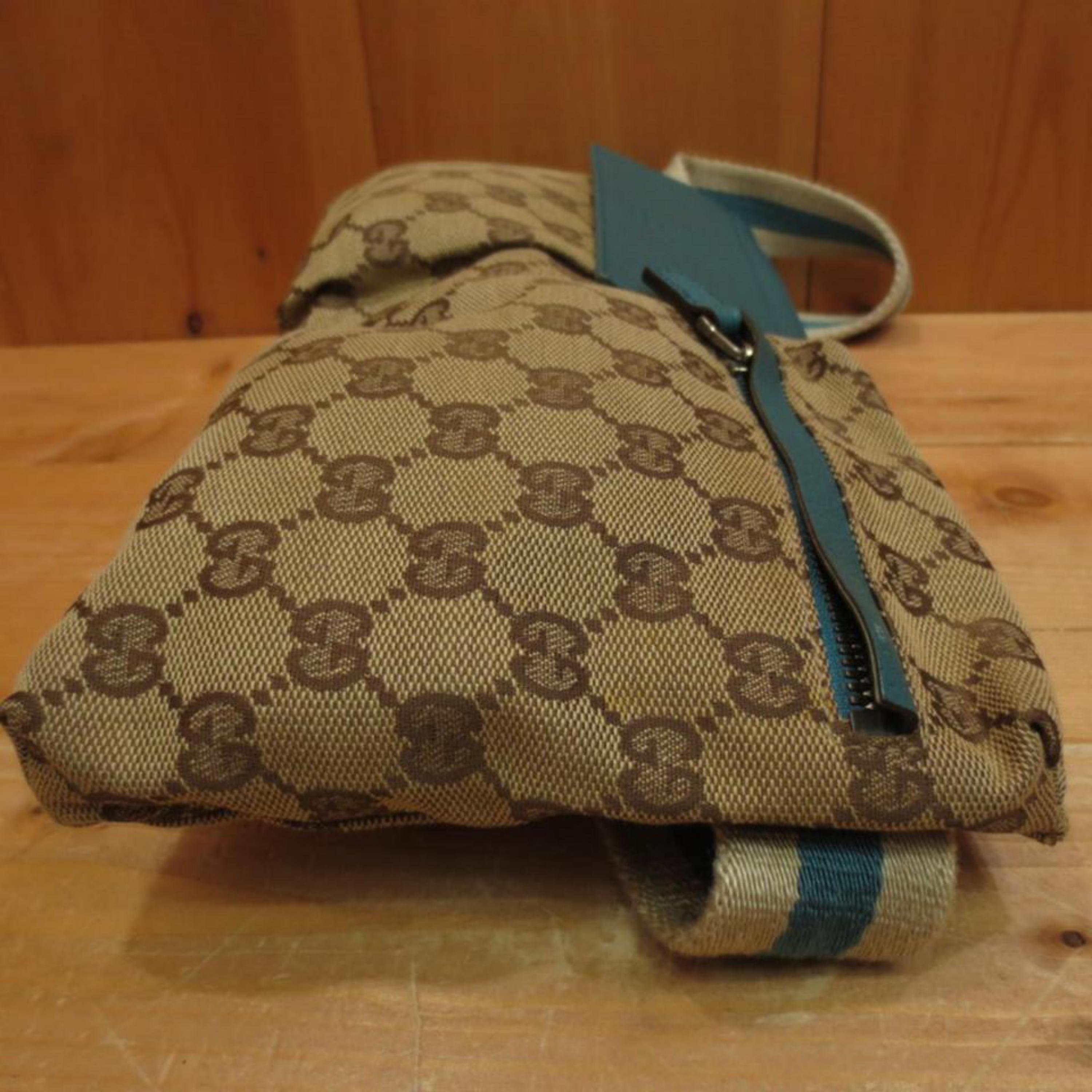 Brown Gucci Blue Monogram Web Fanny Pack Waist Pouch 228294 Cross Body Bag For Sale