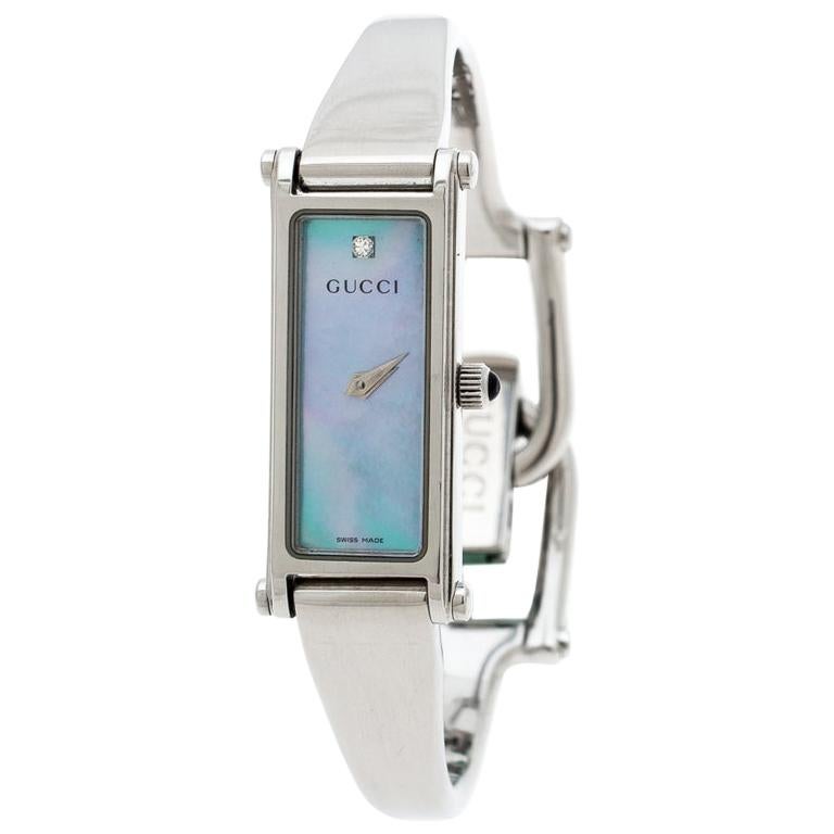 Gucci Blue Mother of Pearl Stainless Steel 1500 L Women's Wristwatch 12MM  For Sale at 1stDibs | gucci blue watch, gucci l1500, gucci quartz watch 1500