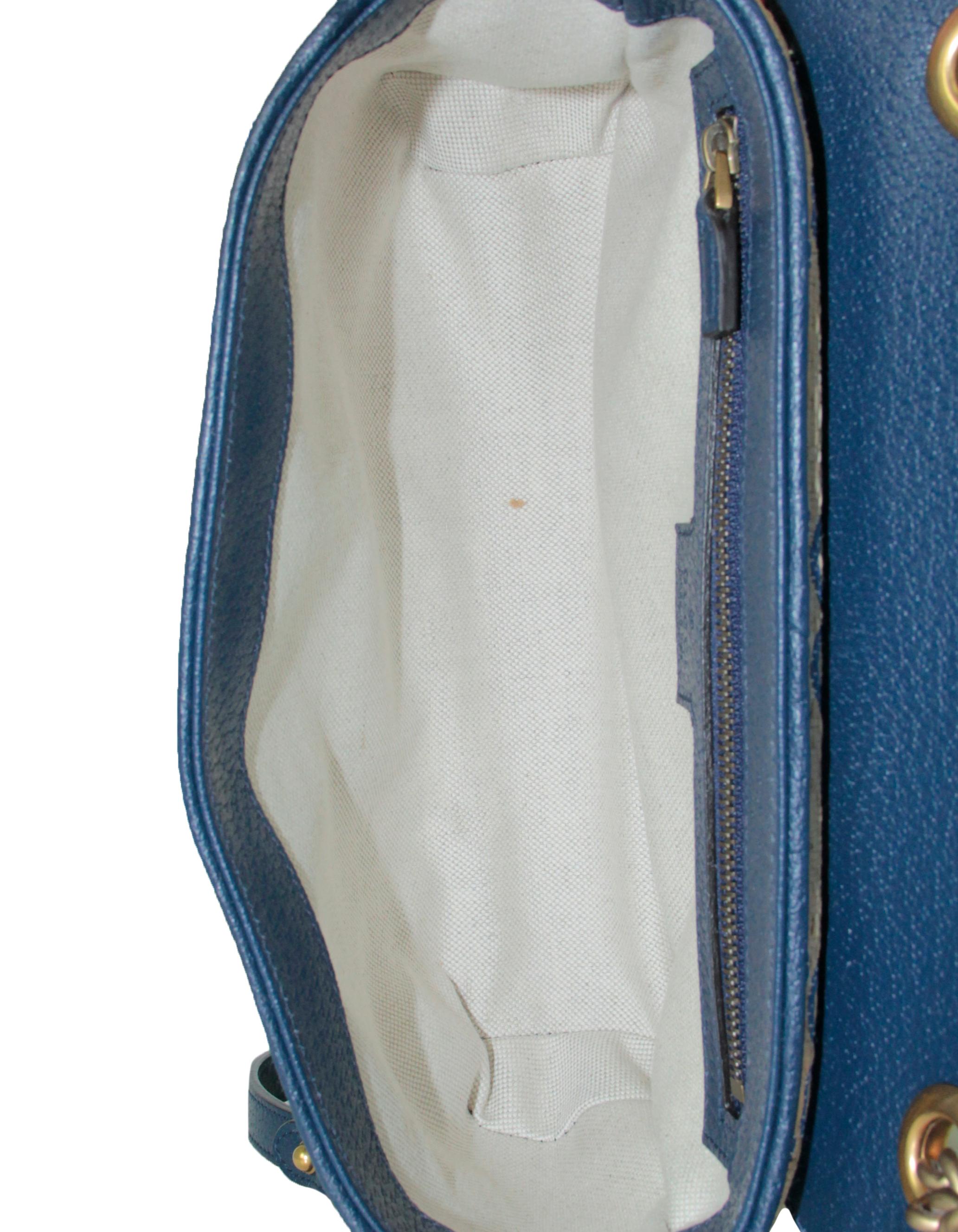 Gucci Blue/ Natural Small Gg Matelasse Marmont 2.0 Raffia Shoulder Bag 2